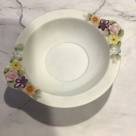 VINTAGE REPLACEMENT SIGNED LEFTON KW3221 FLORAL TRINKET BOWL - Picture 2 of 3